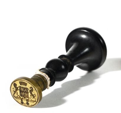 SET OF TWO wax stamps:
-One with the arms...