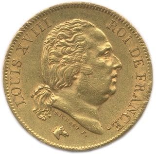 LOUIS XVIII 1815 - 1824
40 Francs or 1817...