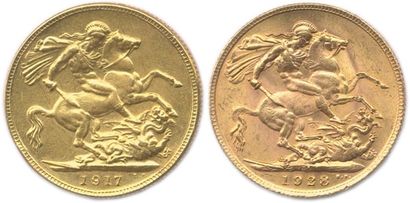 GEORGE V 1910 - 1936
Lot of two gold sovereigns
1917...