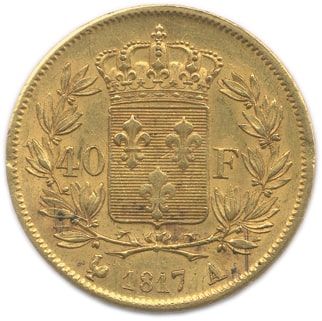 LOUIS XVIII 1815 - 1824
40 Francs or 1817...