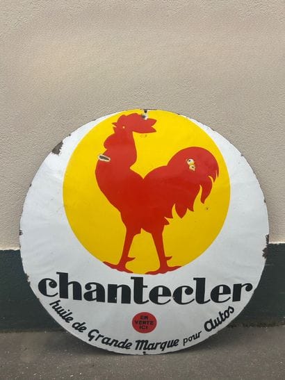 CHANTECLER ENAMELLED PLAQUE: Chantecler domed...