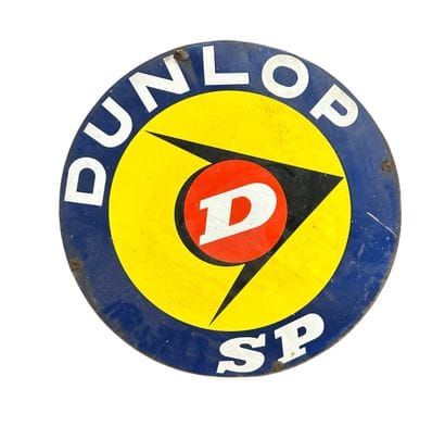 DUNLOP: Round enameled plate marked 