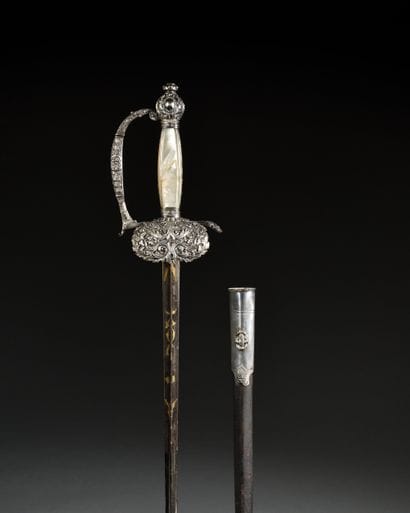 Ceremonial sword of a diplomat or high official.
Mother-of-pearl...