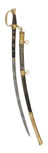 Officer type saber.
Obliquely grooved wooden...