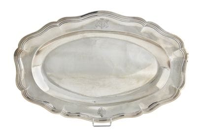 Large oval dish with contours
 and inset...