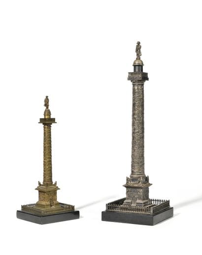 Two Vendôme columns.
In bronze and silver-plated...