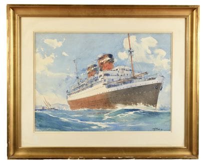 Albert SEBILLE (1874-1953)
The liner Colombia
Watercolor...