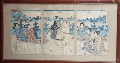 KUNIYOSHI (1797-1861)
Triptych of oban prints...