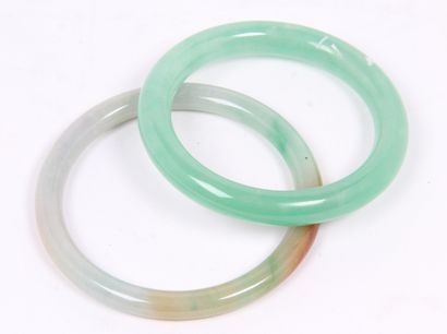 CHINA, 20th CENTURY
Set of two jadeite bracelets,...