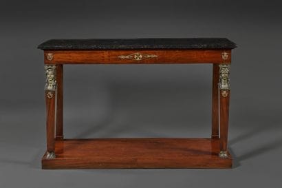 Mahogany console table,
the top in black...