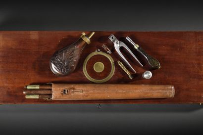 Fusil de chasse à percussion, deux coups,
calibre...