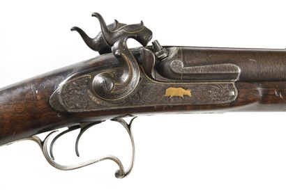 Fusil de chasse à percussion,
deux coups....
