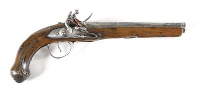 Pistolet à silex italo-mauresque.
Canon rond...