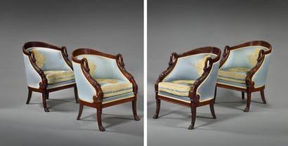 Suite of four molded and carved mahogany
in...