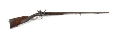 Fusil de chasse à silex, deux coups. 
Canons...