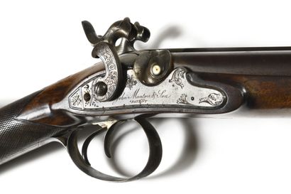Fusil de chasse à percussion, deux coups,
calibre...