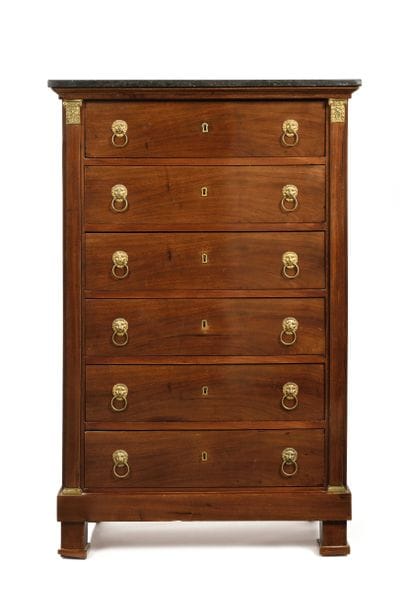 Chiffonnier
in mahogany and gilt bronze,...