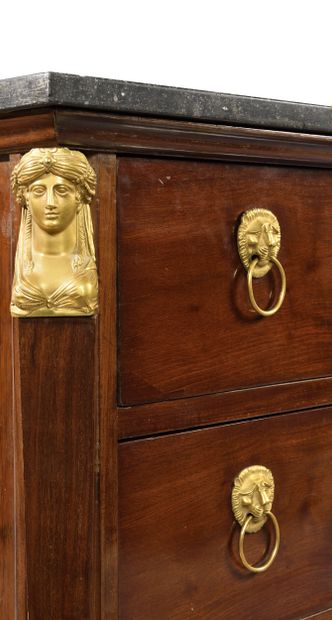 Chest of drawers
in mahogany and gilt bronze,...