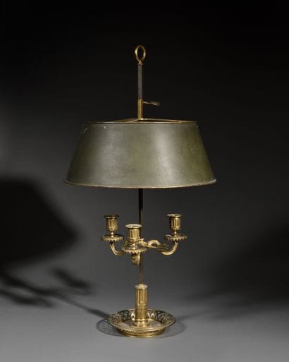 Hot-water bottle lamp
in gilded bronze, with...