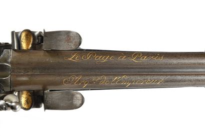 Fusil de chasse à silex, deux coups. 
Canons...