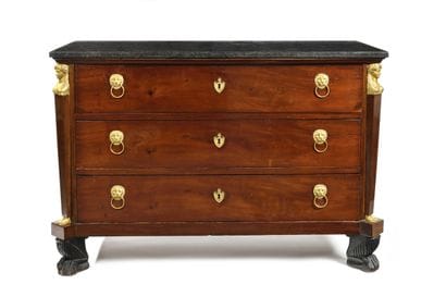 Chest of drawers
in mahogany and gilt bronze,...