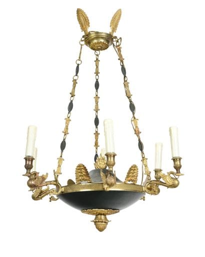 Chandelier
in painted sheet metal and gilt...