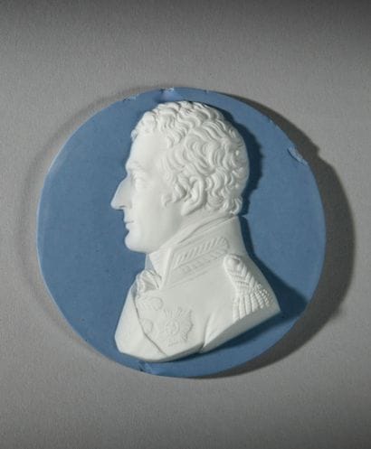 Sèvres
Bisque medallion with bas-relief decoration...