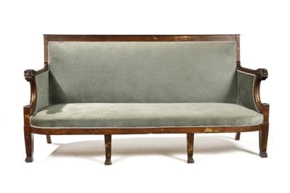 Mahogany sofa with rectangular back,
panther...