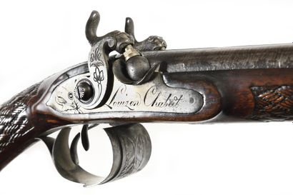 Fusil de chasse à percussion. 
Canons ruban...