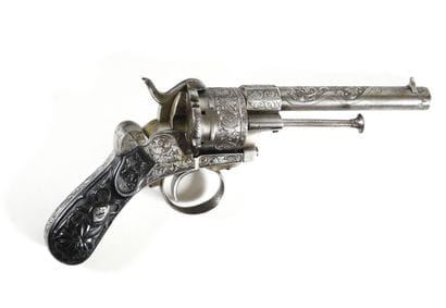 Beau revolver à broche Lefaucheux, six coups,...