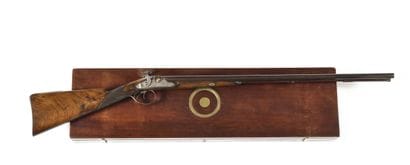 Fusil de chasse à percussion, deux coups,
calibre...