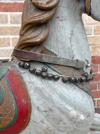 Carved and polychromed wooden MANEGE HORSE...