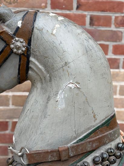 Carved and polychromed wooden MANEGE HORSE...