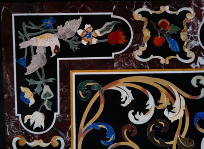 Rectangular marble PLATEAU with polychrome...