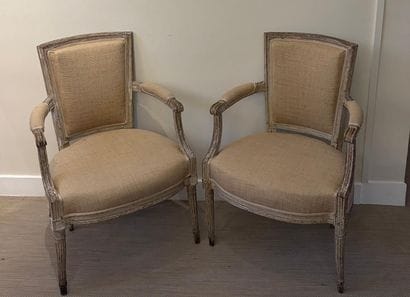 Pair of cabriolet-back armchairs in grey...