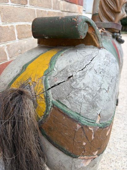 Carved and polychromed wooden MANEGE HORSE...