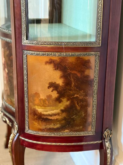 A veneered wood VITRIN with curved front...