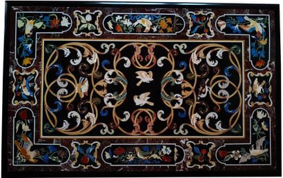 Rectangular marble PLATEAU with polychrome...