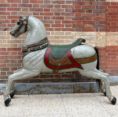 Carved and polychromed wooden MANEGE HORSE...