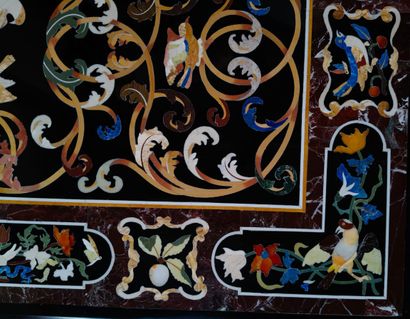 Rectangular marble PLATEAU with polychrome...