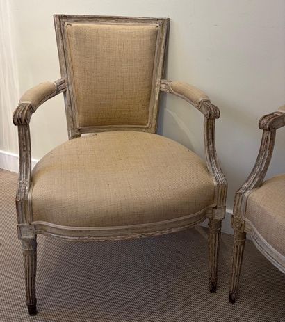 Pair of cabriolet-back armchairs in grey...