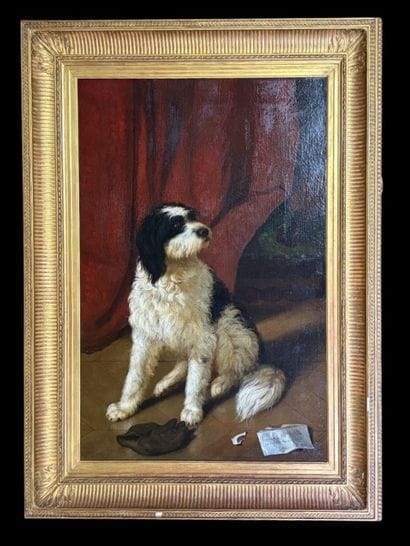 Jules CARON (act.1860-1875)
Seated dog
Oil...