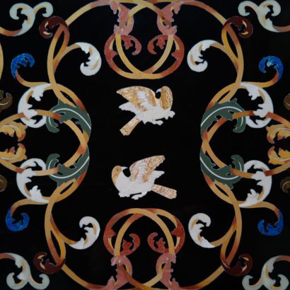 Rectangular marble PLATEAU with polychrome...
