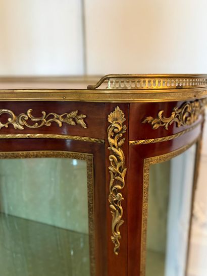 A veneered wood VITRIN with curved front...
