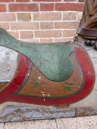 Carved and polychromed wooden MANEGE HORSE...