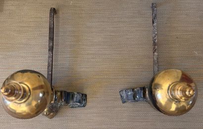 PAIR OF brass and wrought-iron CHENETS decorated...