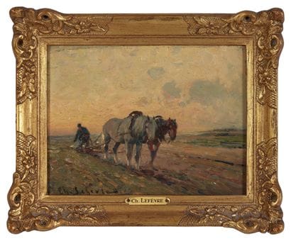 Charles LEFEVRE (c.1810-?)
Le labourage 
Huile...