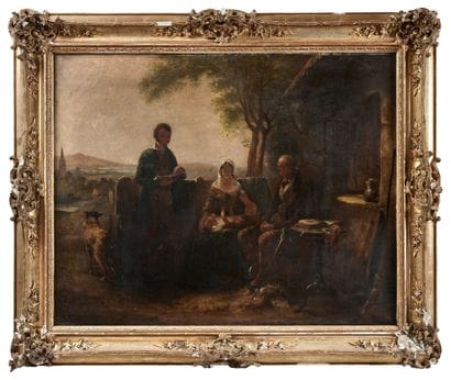 Ecole anglaise du XIXème siècle 
Scène familiale...