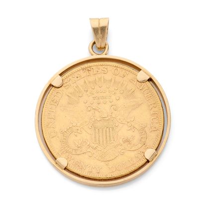 PENDENTIF 
présentant une pièce de 20 dollar...