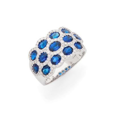 BAGUE JONC
ornée de saphirs ovales soulignés...